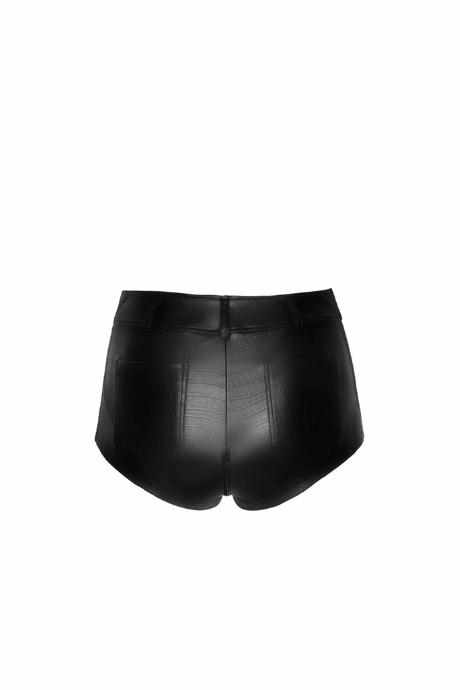 Шортики Noir Handmade F318 Wild black під еко шкіра крокодиловий принт з доступом чорний колір