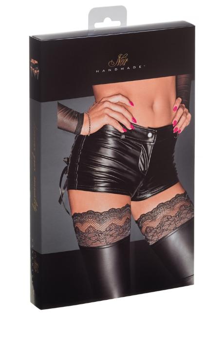 Шортики з мокрим ефектом Noir Handmade F138 Powerwetlook shorts чорний колір