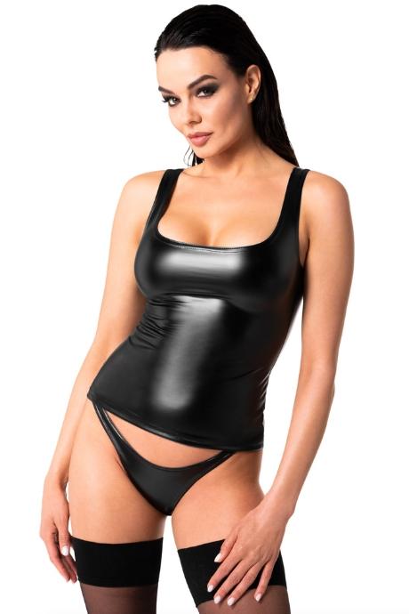 Топ Noir Handmade F346 Powerwetlook top чорний колір