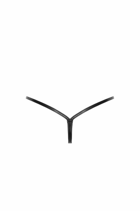 Трусики-стрінги Noir Handmade P012 Wild під еко шкіра крокодиловий принт застібки з боків чорний колір
