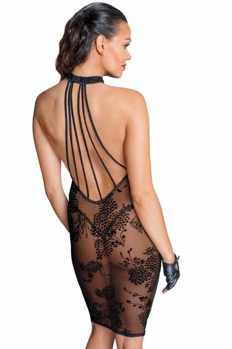 Сукня Noir Handmade F240 Midi tulle dress with velvet straps чорний колір