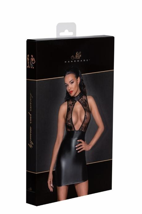 Сукня Noir Handmade F241 Short dress with powerwetlook skirt and tulle top чорний колір