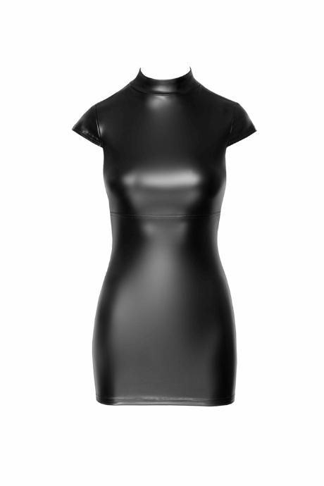 Сукня Noir Handmade F309 Fantasy black міні під еко шкіра короткий рукав шнурівка ззаду чорний колір