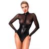 Боди Noir Handmade F321 Edge низ под эко кожа верх сетка молния на все тело декор кольца