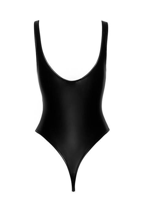 Боди с мокрым эффектом Noir Handmade F244 Powerwetlook body with high cut bottom hem
