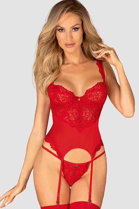 Комплект Obsessive Amor Cherris corset Червоний колір
