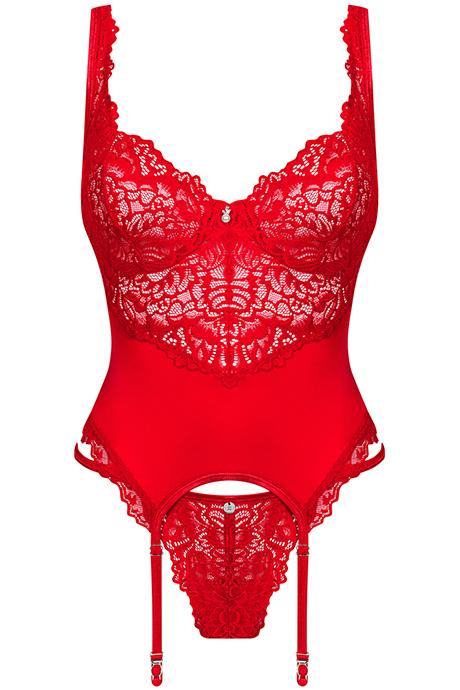 Комплект Obsessive Amor Cherris corset Червоний колір