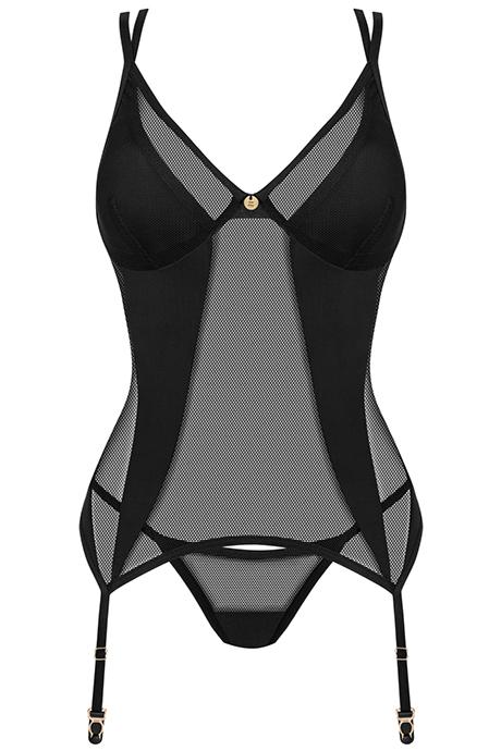Комплект Obsessive Nesari corset Чорний