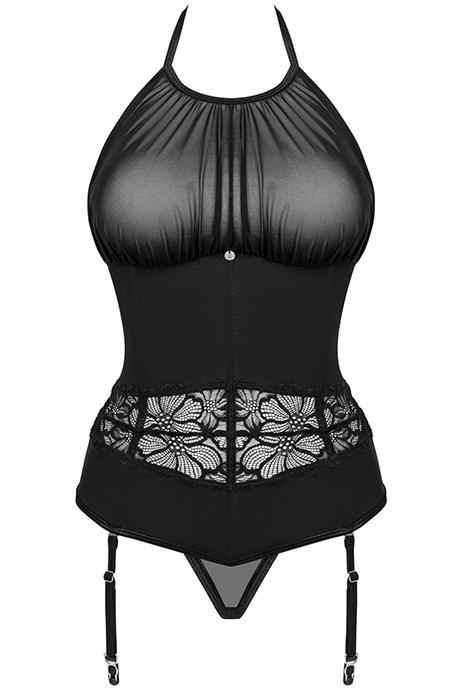 Комплект Obsessive Serafia corset Черный