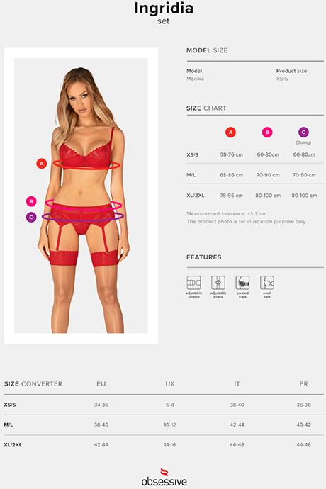 Комплект Obsessive Ingridia garter belt set Красный
