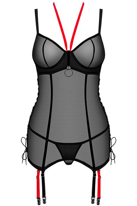 Комплект Obsessive Glandez corset Чорно-червоний