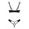 Жіноча білизна Комплект Obsessive NESARI CUPLESS SET & crot thong Чорний колір