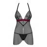 Жіноча білизна Комплект Obsessive ROSSITA BABYDOLL & thong Чорний колір