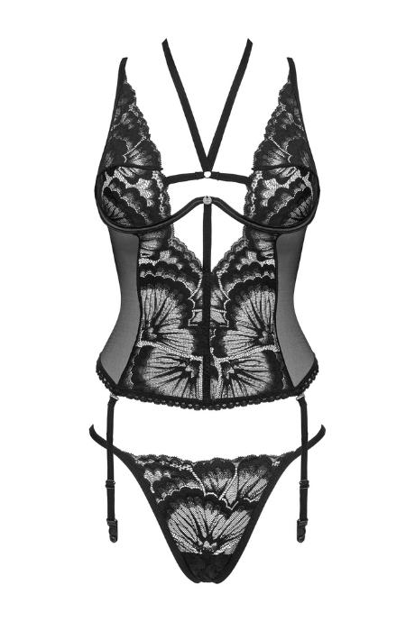 Жіноча білизна Корсет Obsessive ALESSYA CORSET & thong Чорний