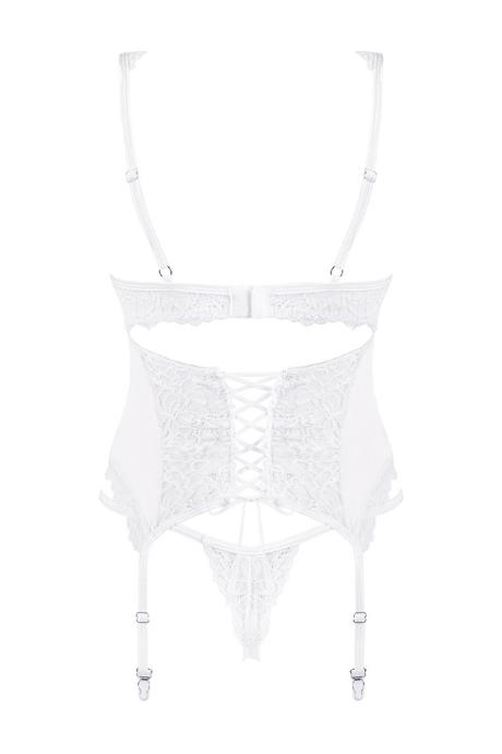 Жіноча білизна Корсет Obsessive AMOR BLANCO CORSET & thong Білий