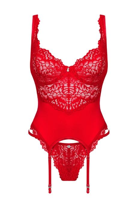 Жіноча білизна Корсет Obsessive AMOR CHERRIS CORSET & thong Червоний