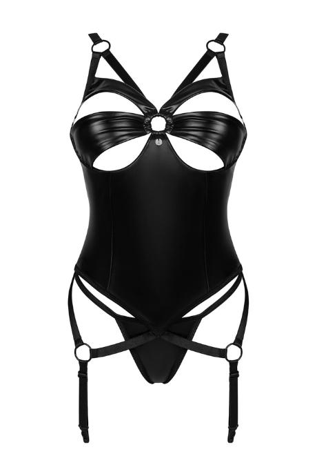Жіноча білизна Корсет Obsessive ARMARES CORSET latex & thong Чорний