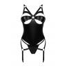 Жіноча білизна Корсет Obsessive ARMARES CORSET latex & thong Чорний колір