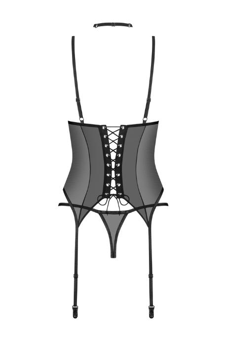 Жіноча білизна Корсет Obsessive DONARELLA CORSET thong & choker Чорний
