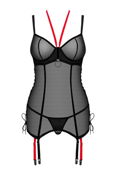 Жіноча білизна Корсет Obsessive GLANDEZ CORSET & thong Чорний