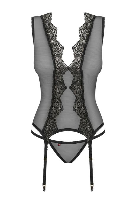 Жіноча білизна Корсет Obsessive MESHLOVE CORSET & thong Чорний