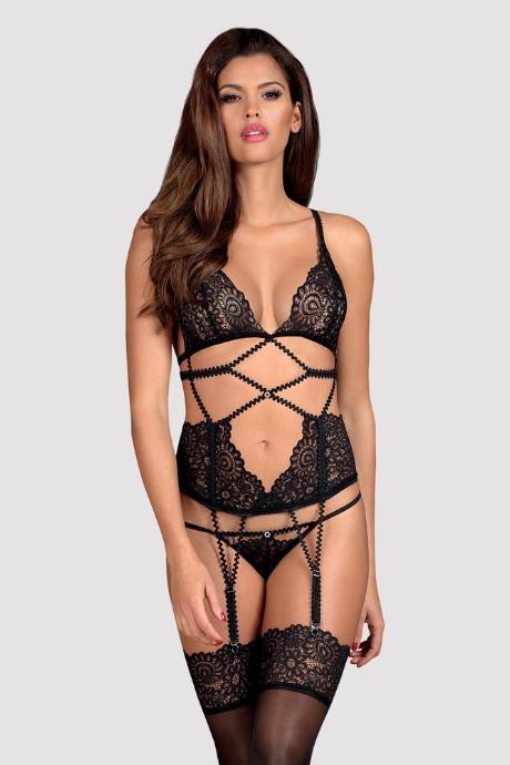 Жіноча білизна Корсет Obsessive MIXTY CORSET Чорний колір