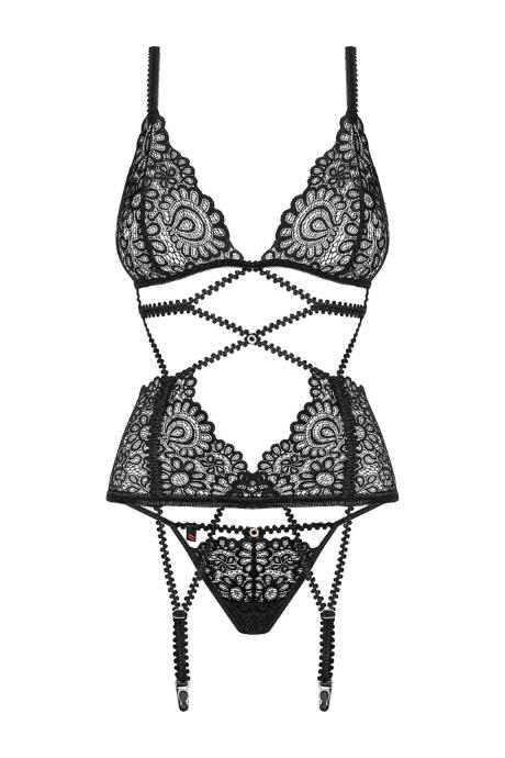 Жіноча білизна Корсет Obsessive MIXTY CORSET Чорний колір