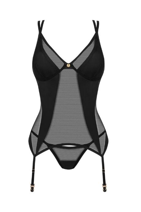 Жіноча білизна Корсет Obsessive NESARI CORSET & thong Чорний