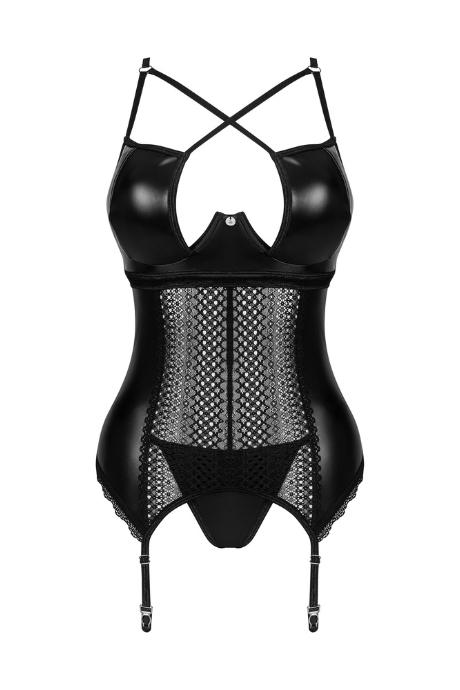 Жіноча білизна Корсет Obsessive NORIDES CORSET & thong latex Чорний колір