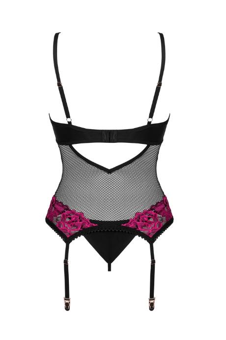 Жіноча білизна Корсет Obsessive ROSENTY CORSET & thong Чорний колір