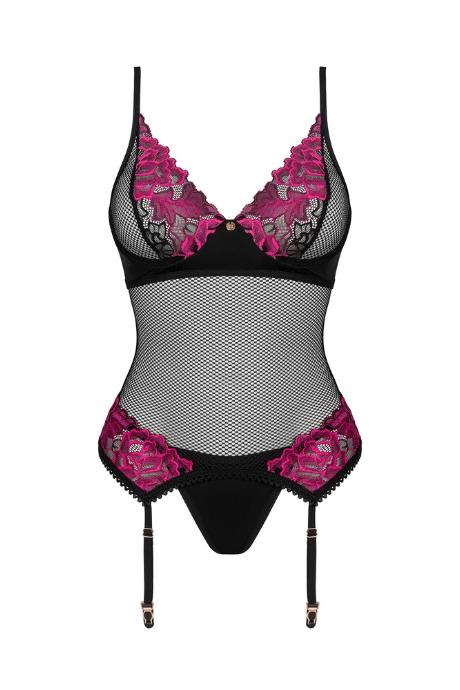 Жіноча білизна Корсет Obsessive ROSENTY CORSET & thong Чорний колір