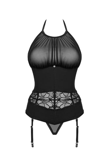 Жіноча білизна Корсет Obsessive SERAFIA CORSET & thong Чорний колір
