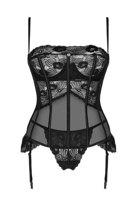 Жіноча білизна Корсет Obsessive SERENA LOVE CORSET & thong Чорний колір