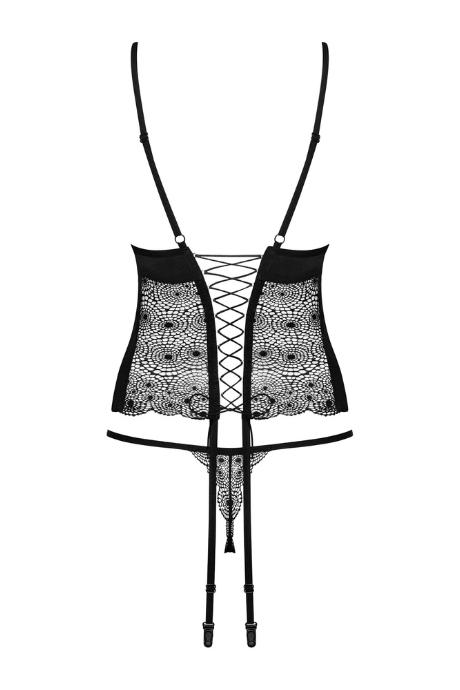 Жіноча білизна Корсет Obsessive SHARLOTTE CORSET & thong Чорний колір