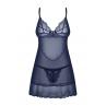 Жіноча білизна Комплект Obsessive NIGHTLY BLUE CHEMISE & thong Синій колір