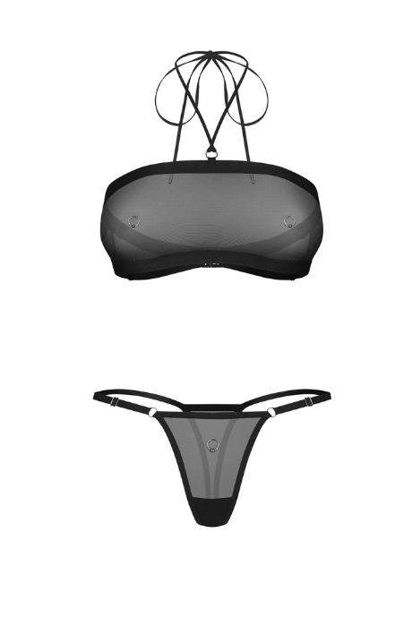 Жіноча білизна Комплект Obsessive ORINELLE SET top & thong Чорний колір