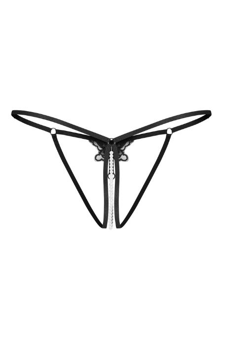 Жіноча білизна Стрінги Obsessive SELISME crotchless thong Чорний