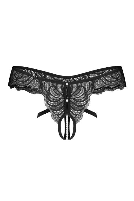 Жіноча білизна Стрінги Obsessive TRINISE crotchless thong Чорний