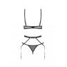 Жіноча білизна Комплект Obsessive EURIDIA SET bra garter belt & thong Чорний колір