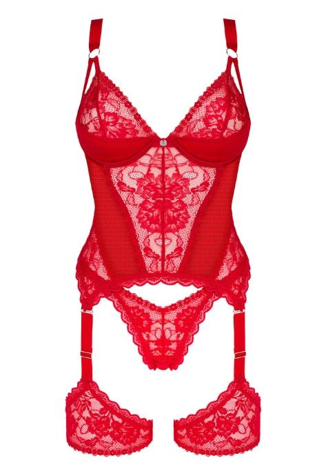 Жіноча білизна Корсет Obsessive BELOVYA CORSET & thong Червоний