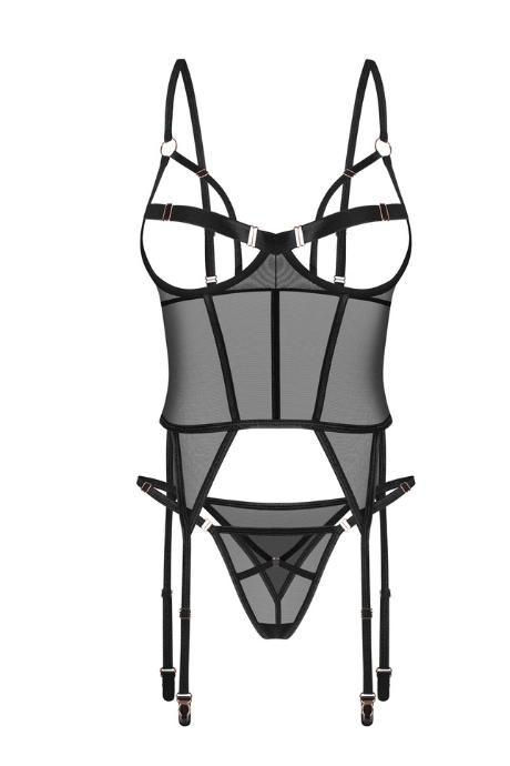 Жіноча білизна Корсет Obsessive EURIDIA CORSET cupless & thong Чорний колір