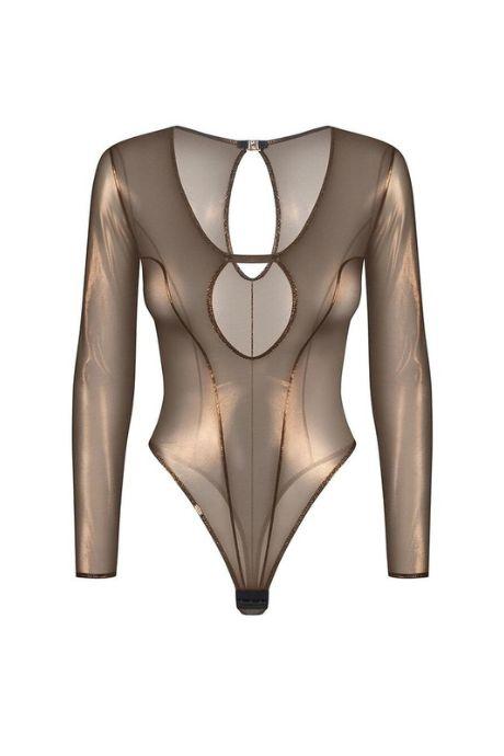 Жіноча білизна Боді Obsessive SORANNA TEDDY long sleeved Чорно-золотий