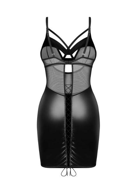 Жіноча білизна Комплект Obsessive DOMINNA CHEMISE latex & thong Чорний