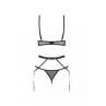 Жіноча білизна Комплект Obsessive EURIDIA SET bra garter belt & thong Чорний