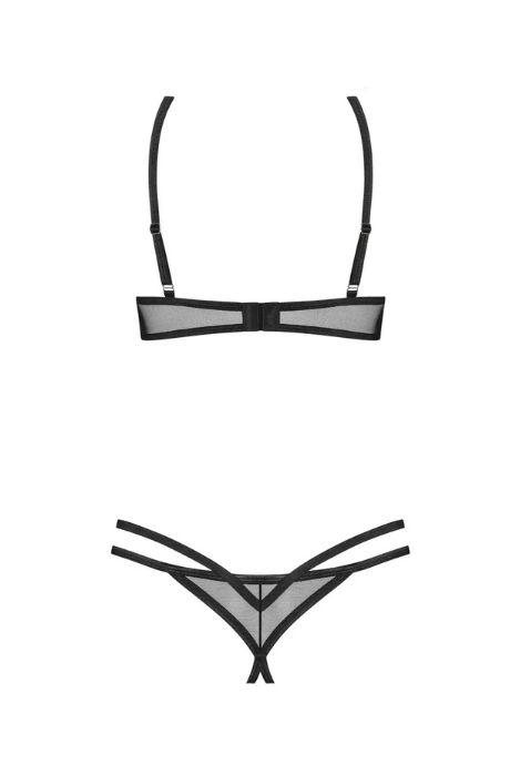 Жіноча білизна Комплект Obsessive EURIDIA SET cupless bra & crot thong Чорний