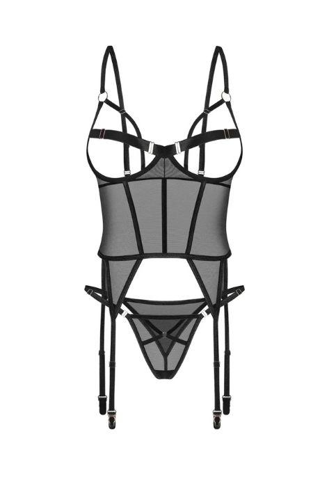 Жіноча білизна Корсет Obsessive EURIDIA CORSET cupless & thong Чорний колір