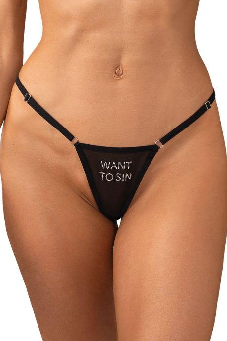 Жіноча білизна Стрінги Obsessive VIOLAMI SIN Чорний колір