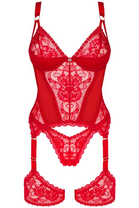 Комплект Obsessive Belovya corset Червоний