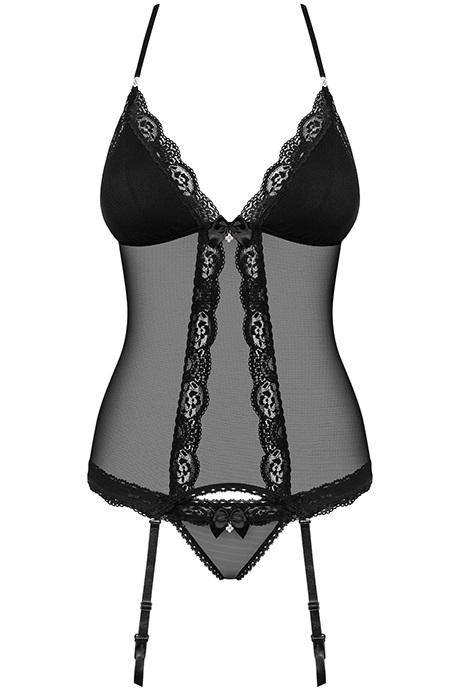 Комплект Obsessive 841-COR-1 corset Чорний