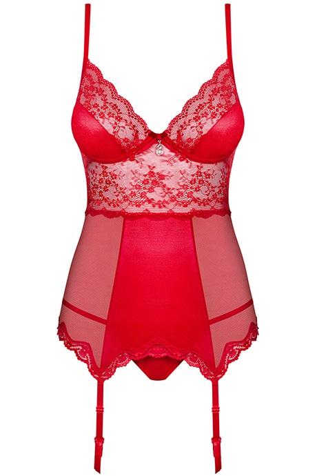 Комплект Obsessive Lovica corset Красный